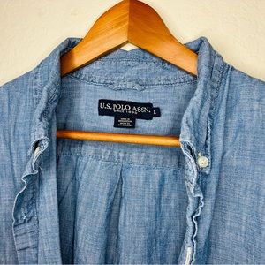 Polo button down blue jean shirt